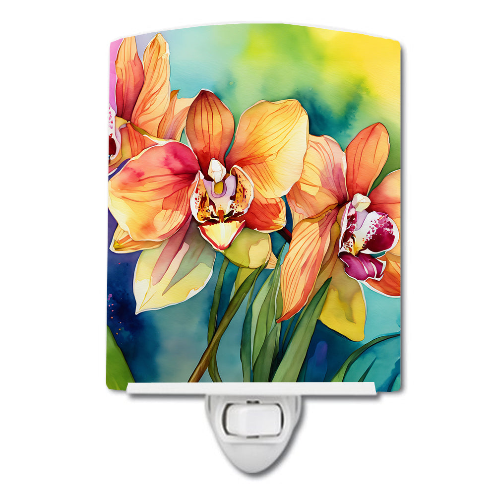 Buy this Orchids in Watercolor Ceramic Night Light