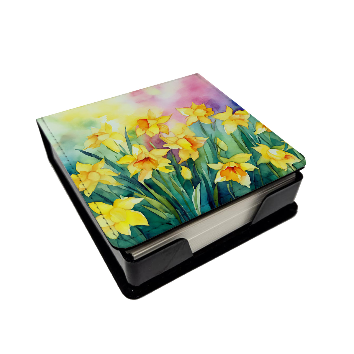 Buy this Daffodils in Watercolor PU Leather Note Paper Holder