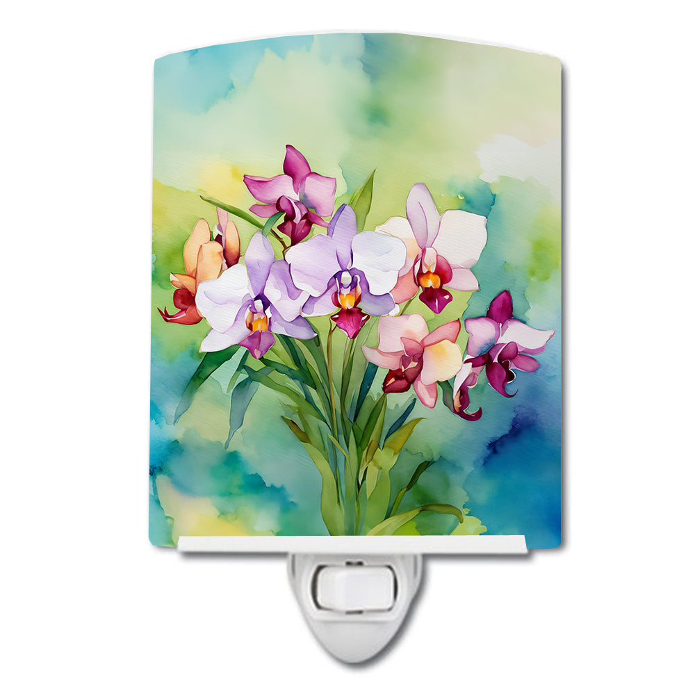 Buy this Orchids in Watercolor Ceramic Night Light