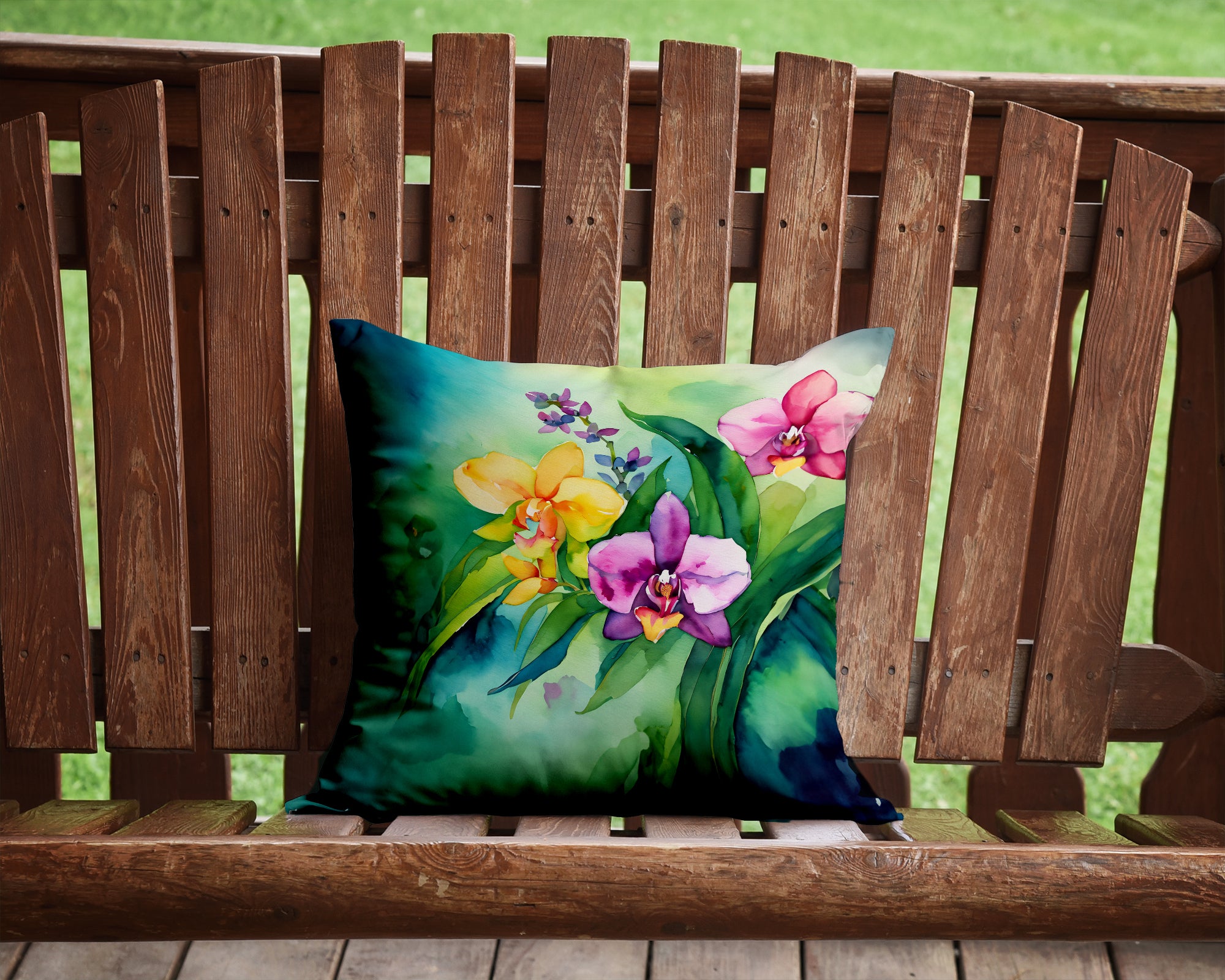 Orchids in Watercolor Throw Pillow