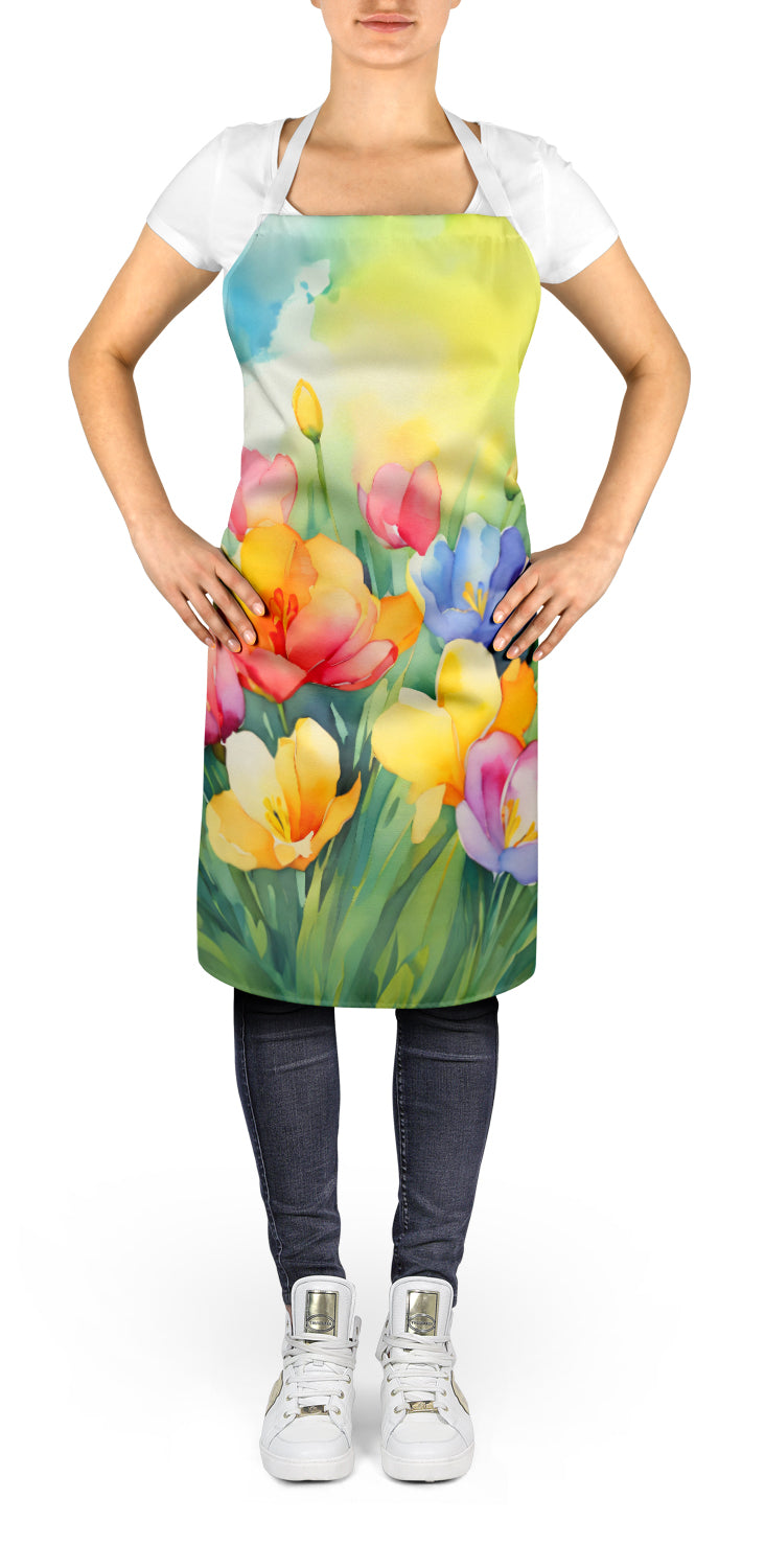 Freesias in Watercolor Apron