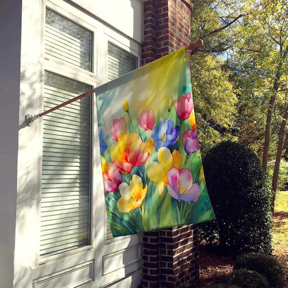 Freesias in Watercolor House Flag