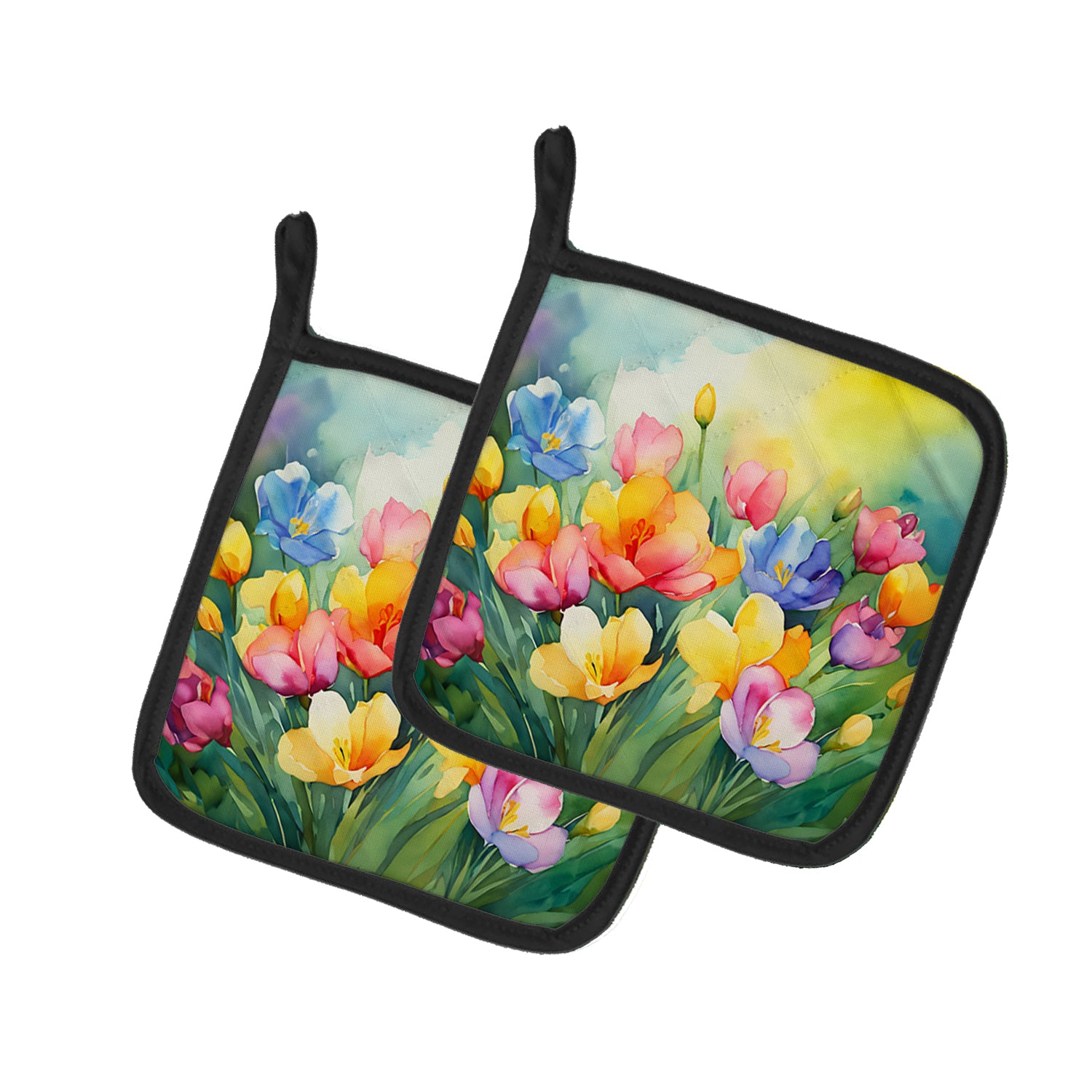 Buy this Freesias in Watercolor Pair of Pot Holders