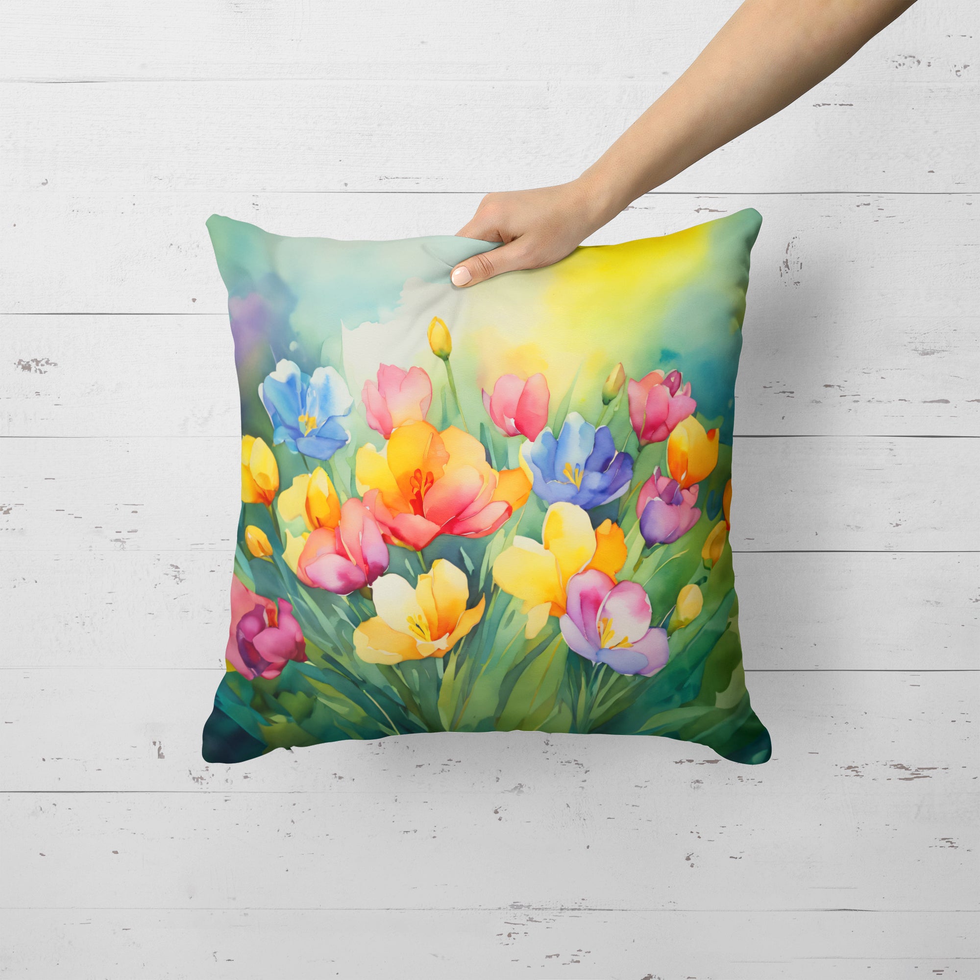 Buy this Freesias in Watercolor Throw Pillow