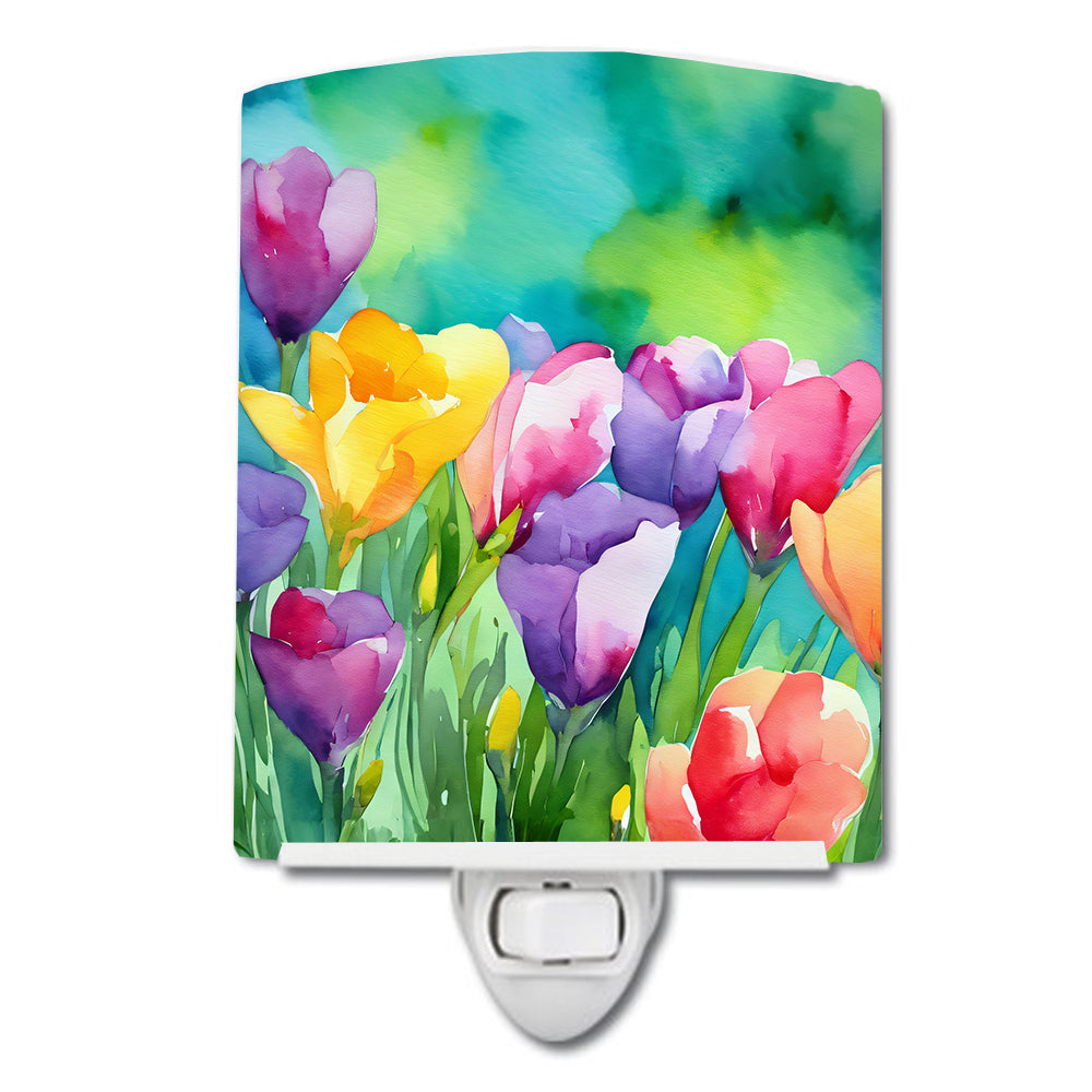 Buy this Freesias in Watercolor Ceramic Night Light