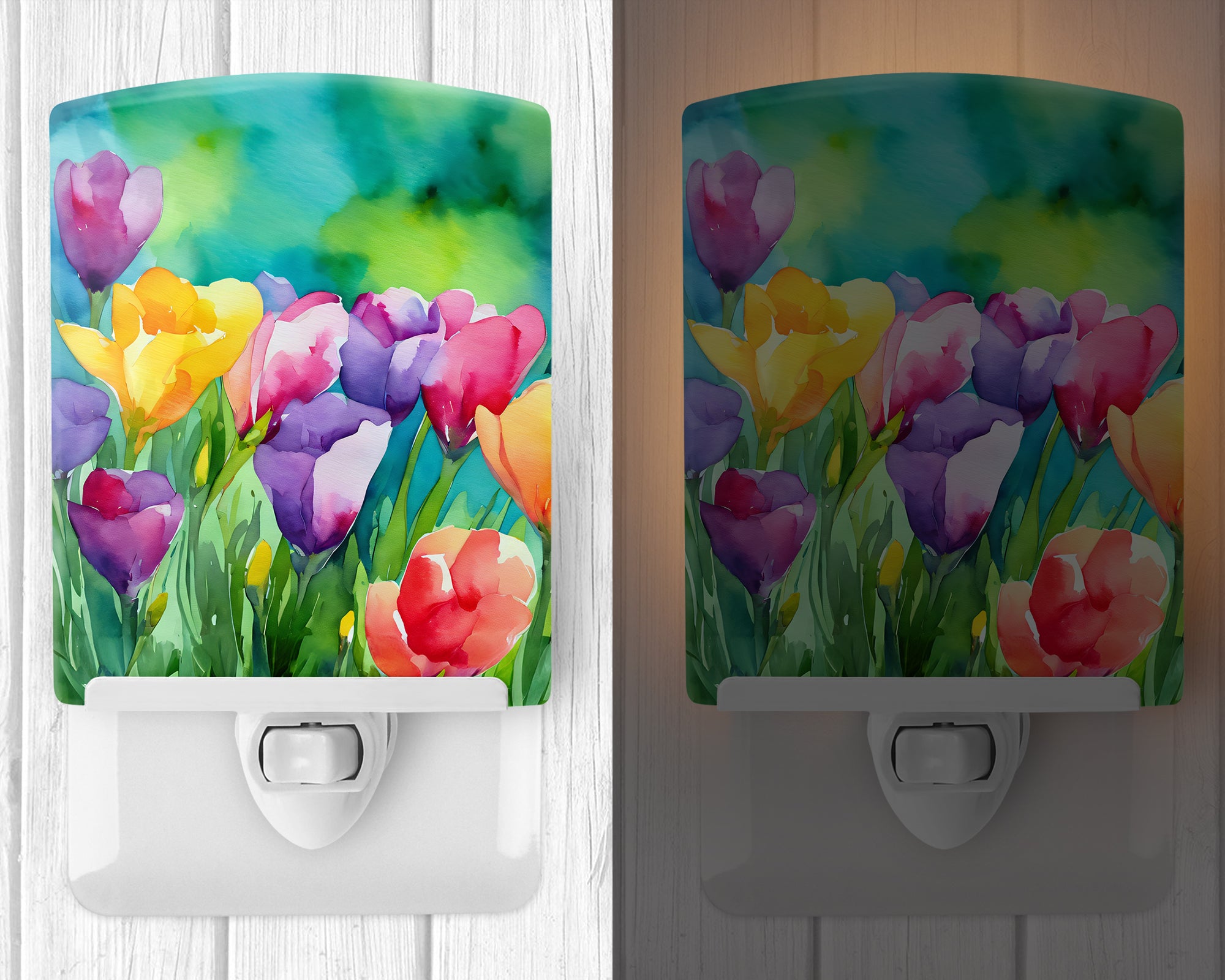 Buy this Freesias in Watercolor Ceramic Night Light