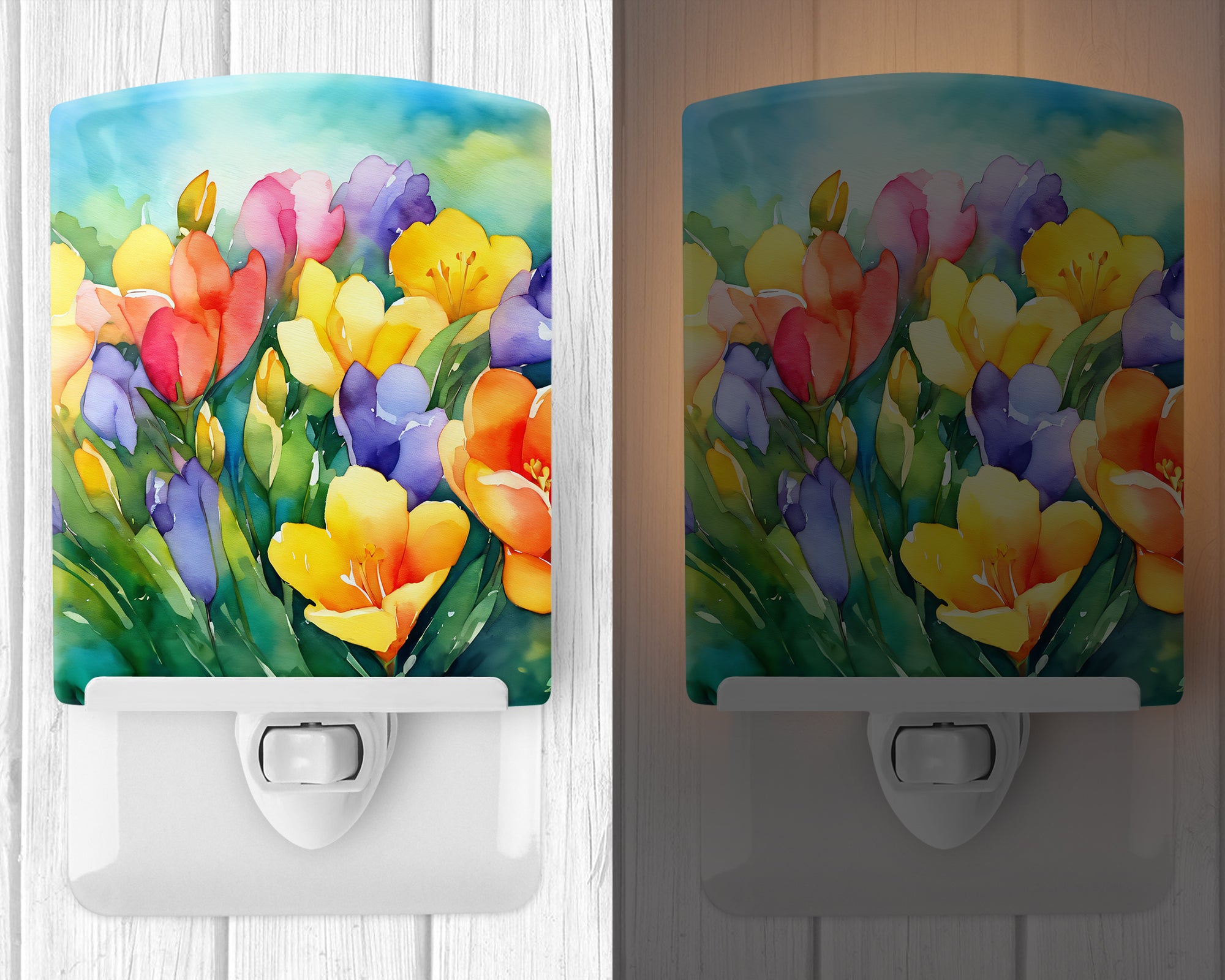 Buy this Freesias in Watercolor Ceramic Night Light