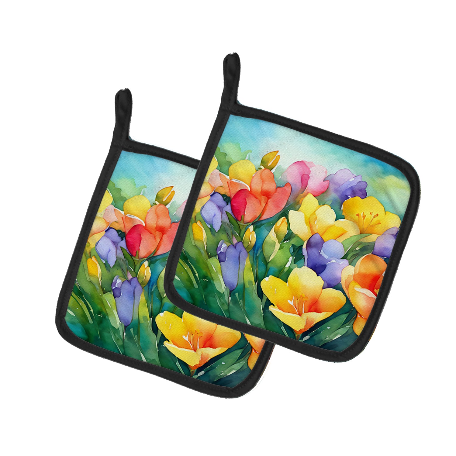 Buy this Freesias in Watercolor Pair of Pot Holders