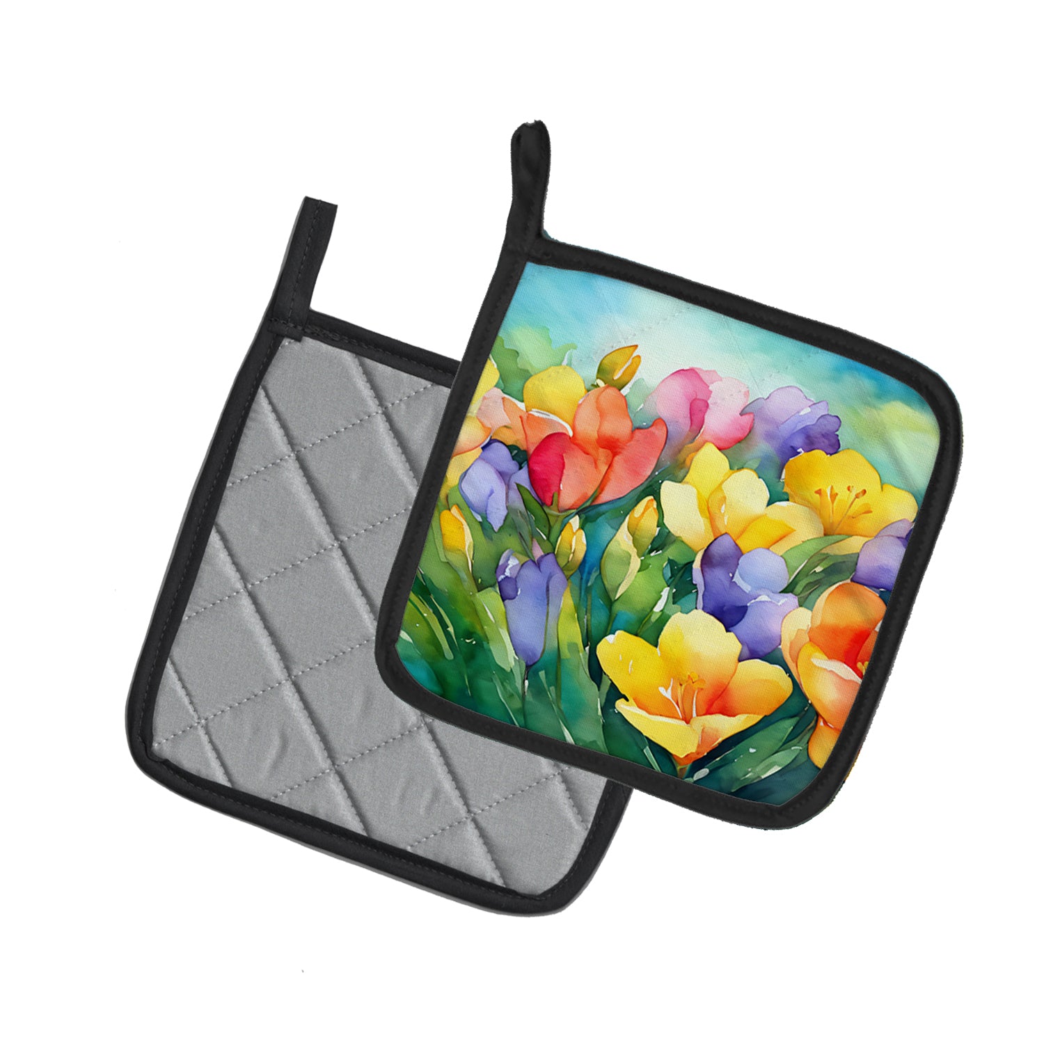 Buy this Freesias in Watercolor Pair of Pot Holders