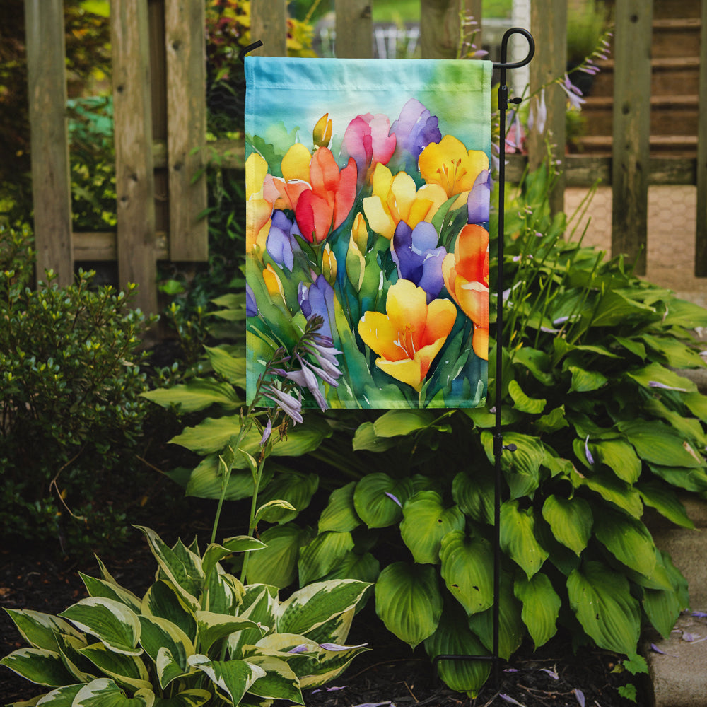 Freesias in Watercolor Garden Flag