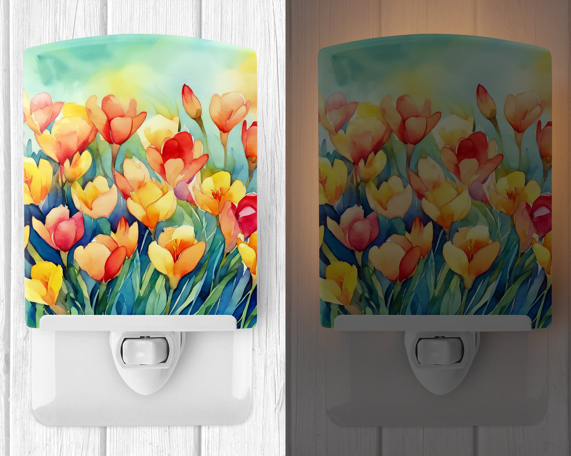 Buy this Freesias in Watercolor Ceramic Night Light