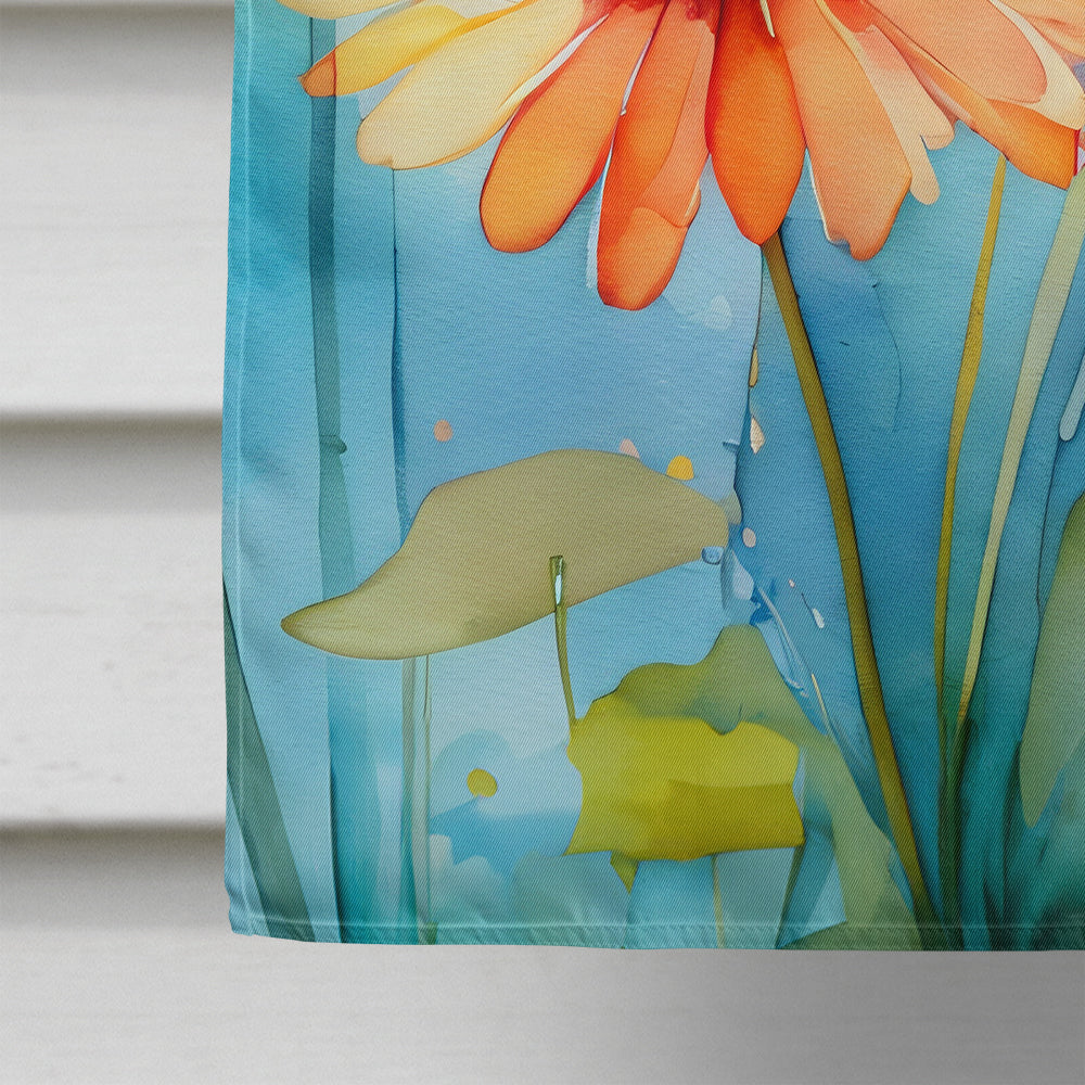 Gerbera Daisies in Watercolor House Flag