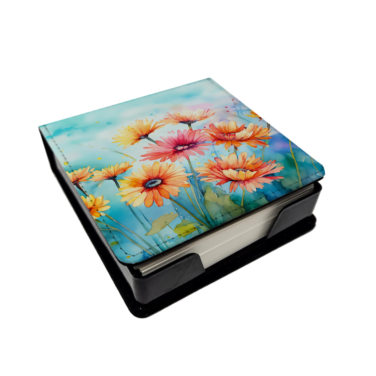 Buy this Gerbera Daisies in Watercolor PU Leather Note Paper Holder