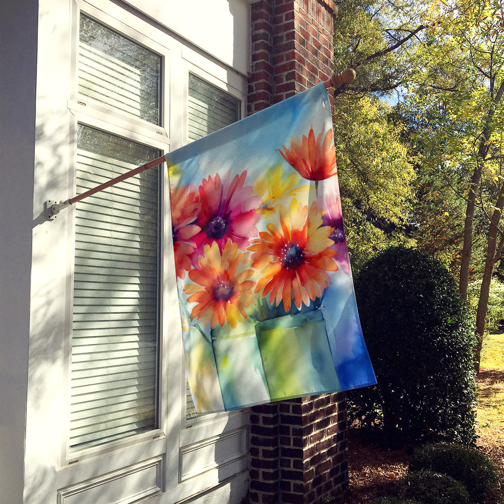 Gerbera Daisies in Watercolor House Flag