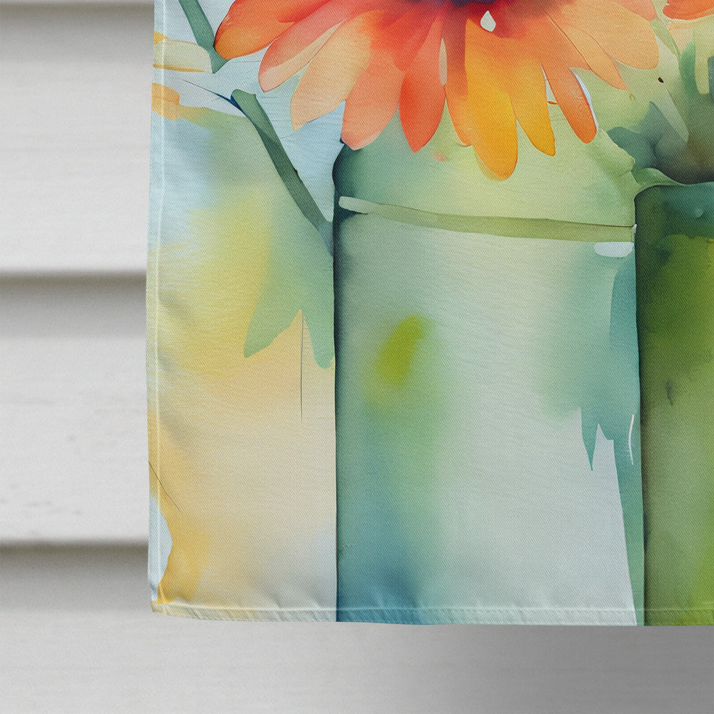 Gerbera Daisies in Watercolor House Flag