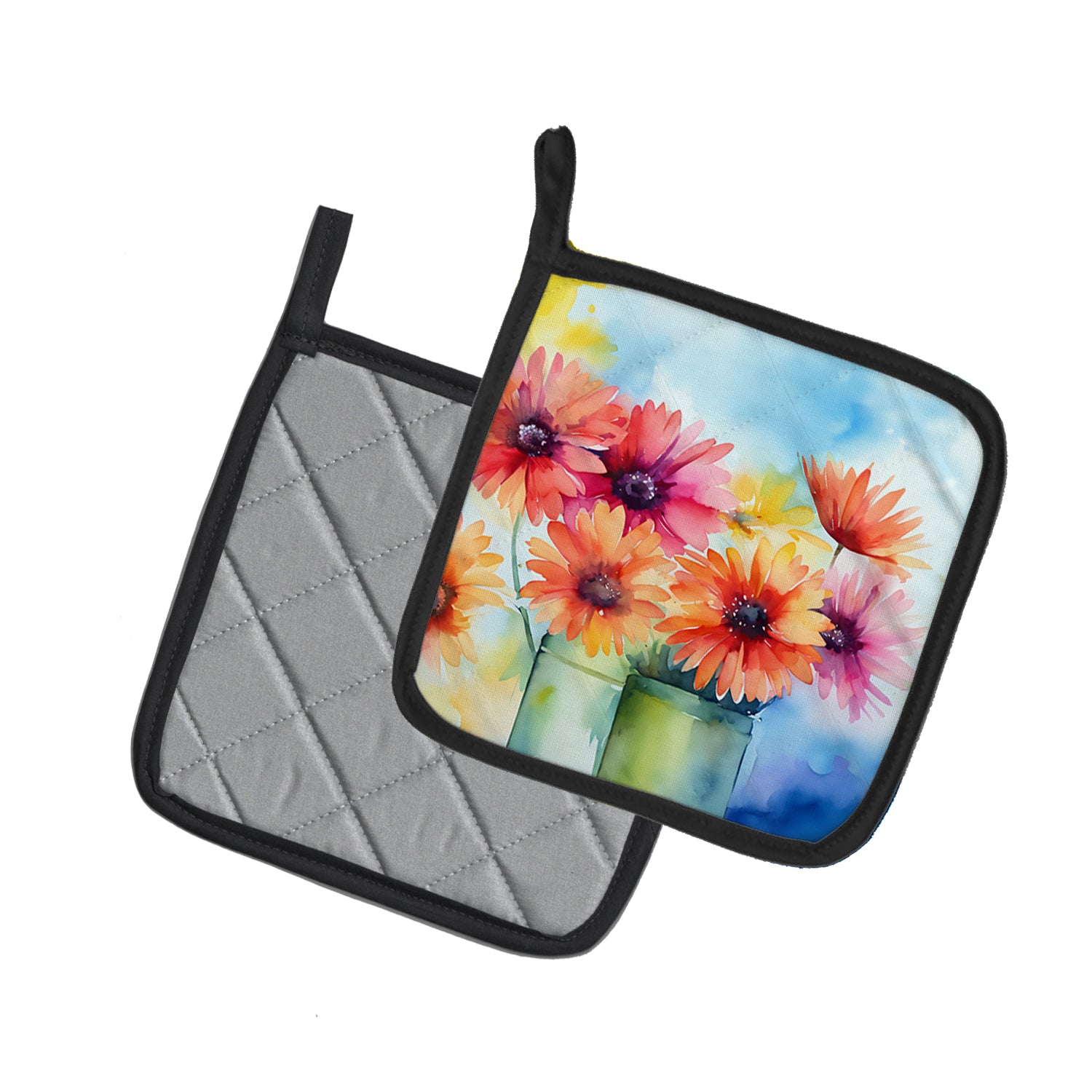 Buy this Gerbera Daisies in Watercolor Pair of Pot Holders