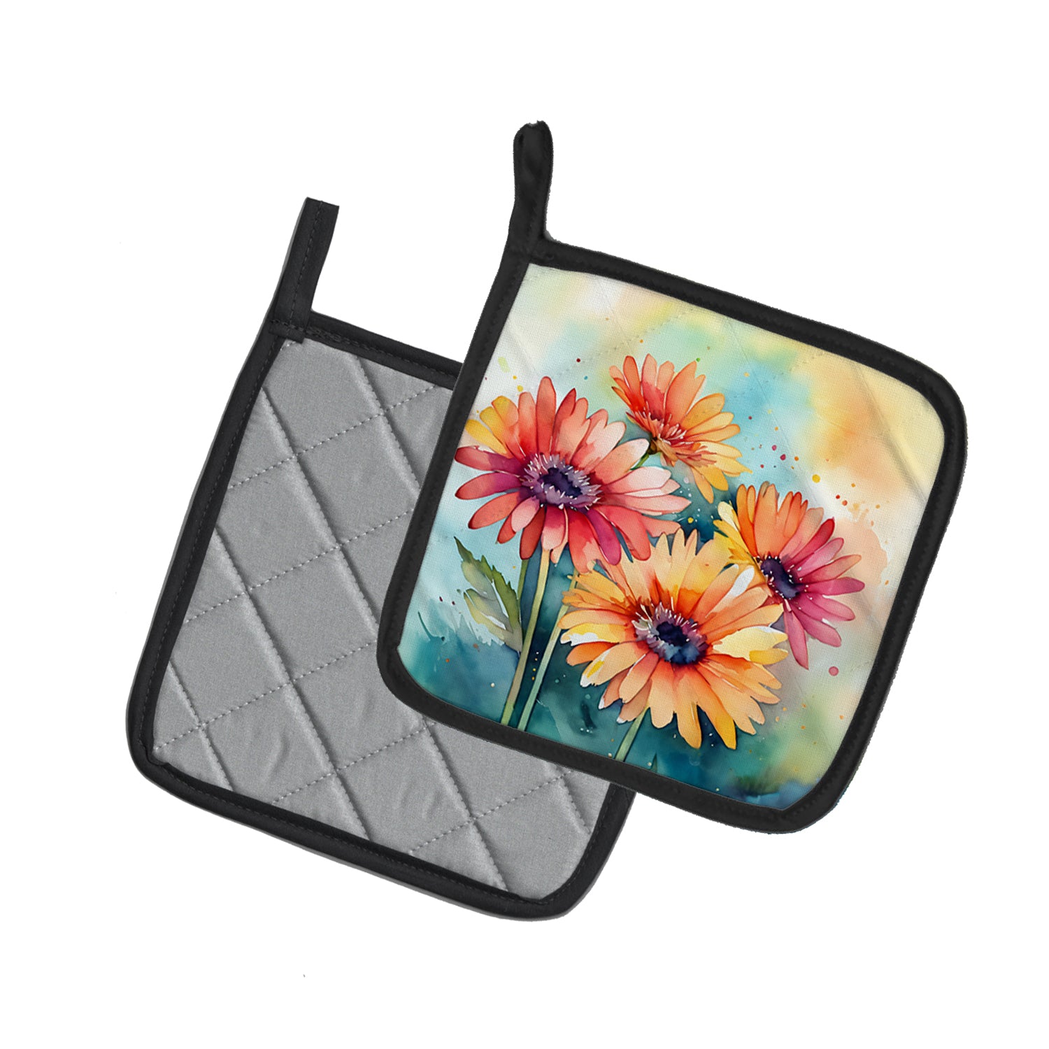 Buy this Gerbera Daisies in Watercolor Pair of Pot Holders