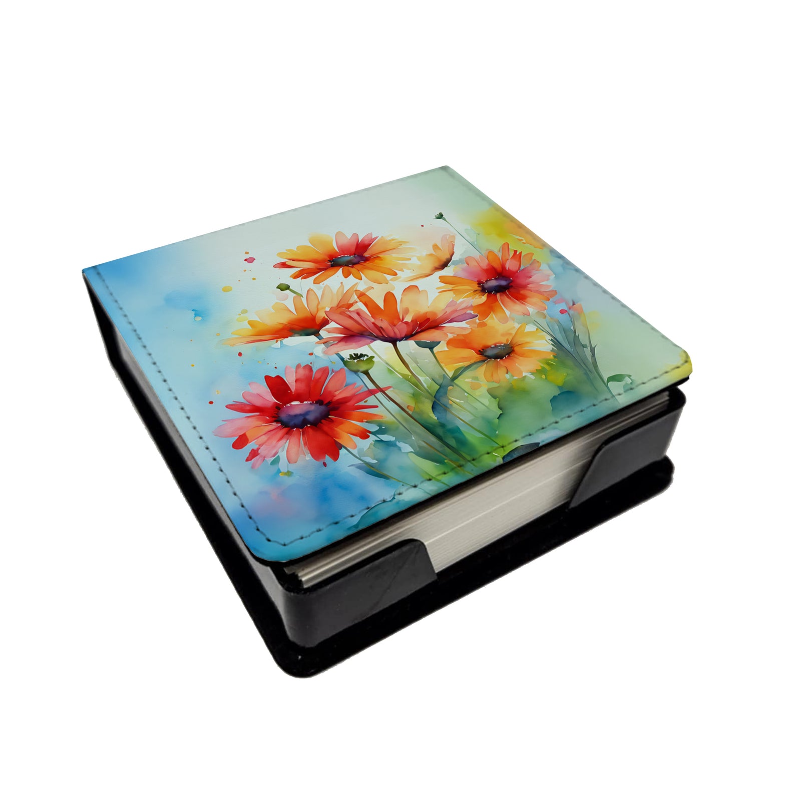 Buy this Gerbera Daisies in Watercolor PU Leather Note Paper Holder