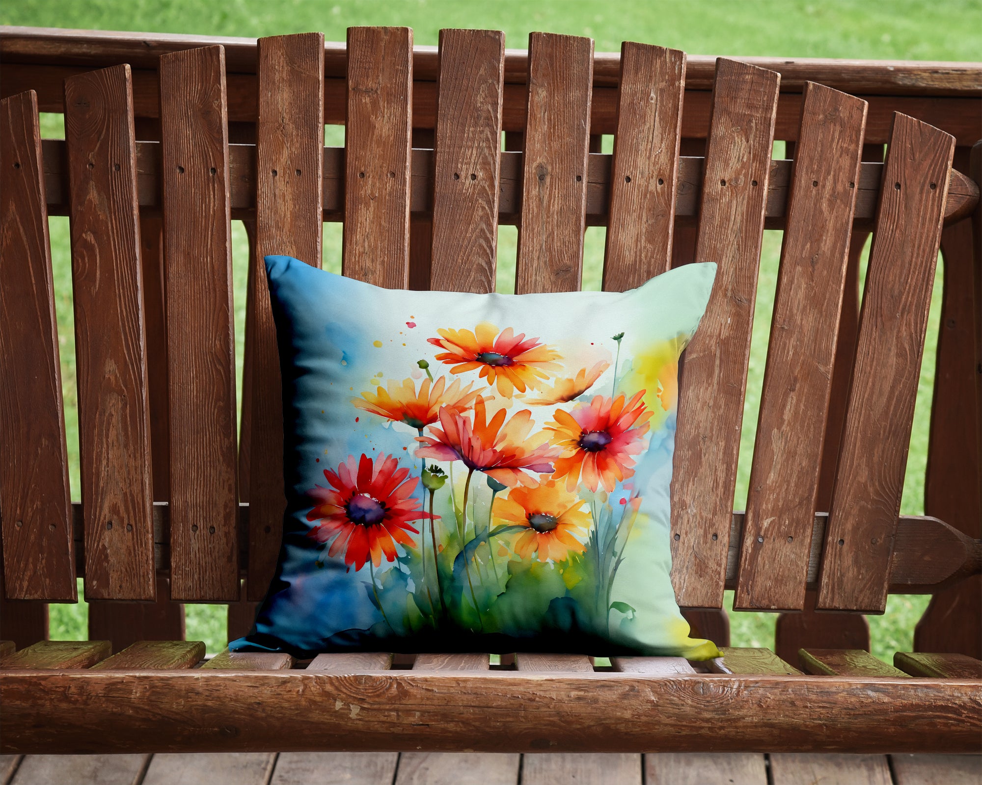 Buy this Gerbera Daisies in Watercolor Throw Pillow