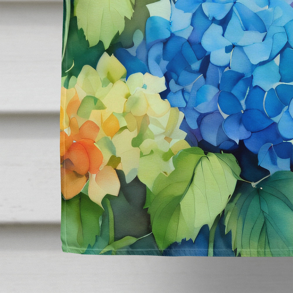 Hydrangeas in Watercolor House Flag