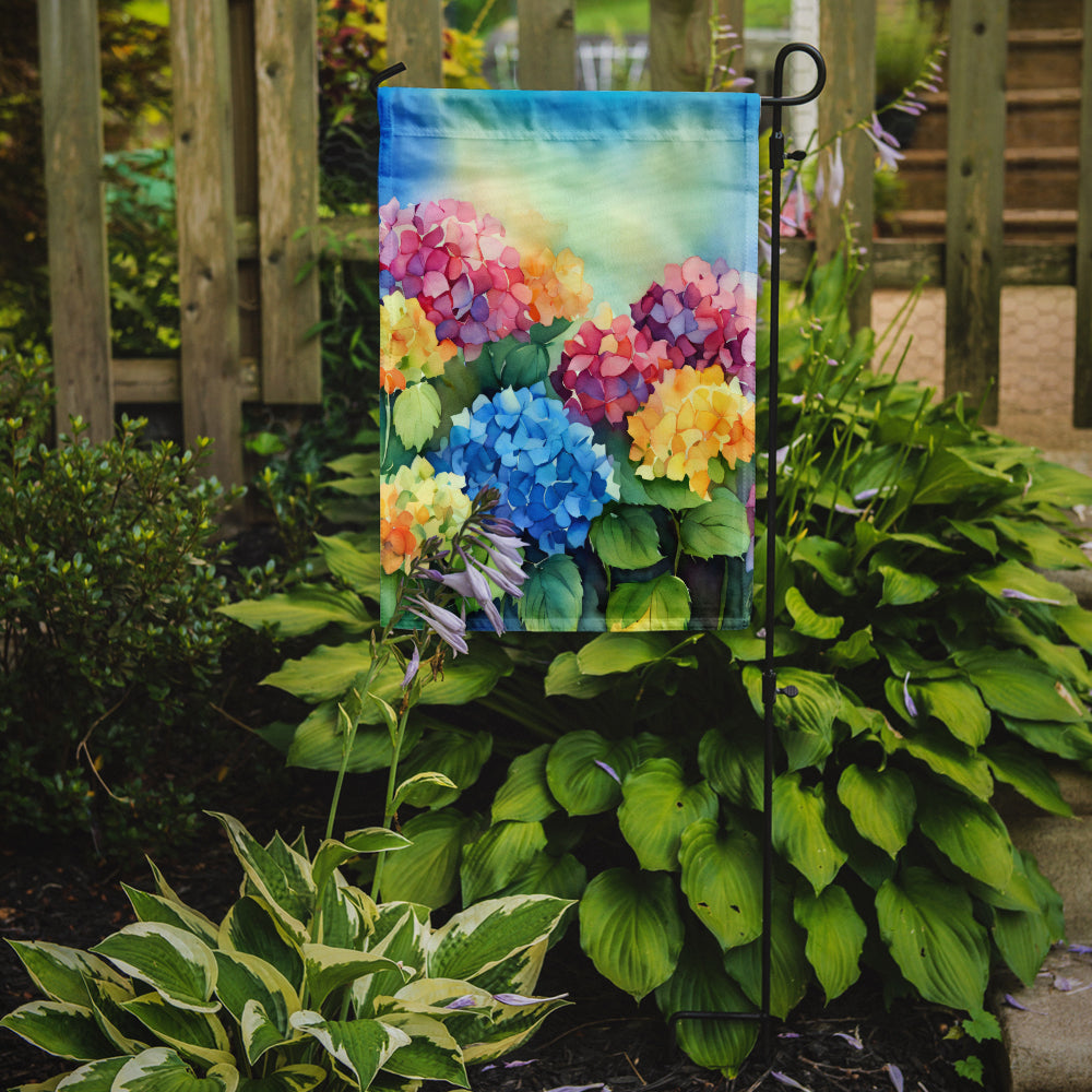 Hydrangeas in Watercolor Garden Flag