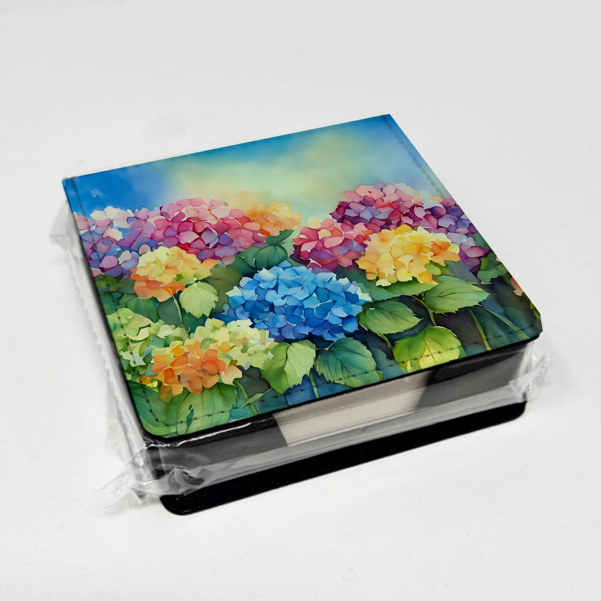 Hydrangeas in Watercolor PU Leather Note Paper Holder