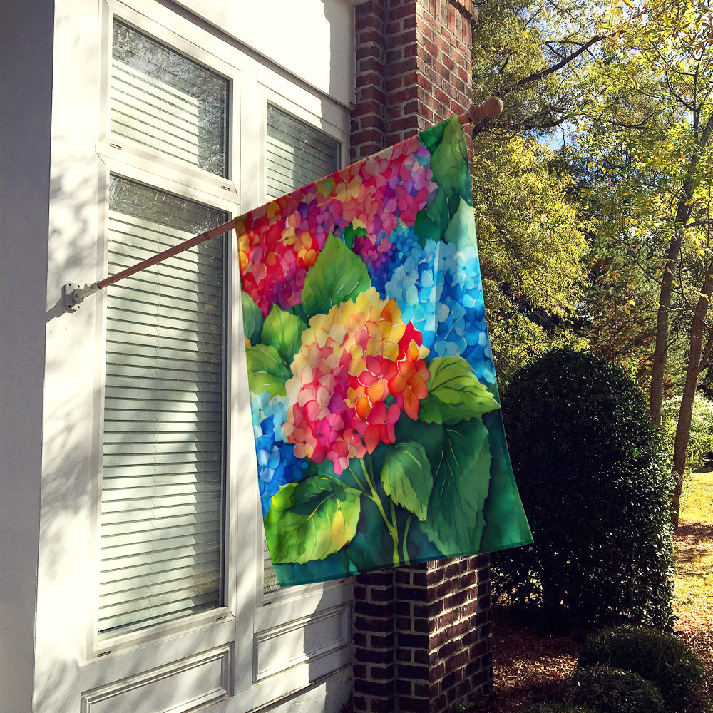 Hydrangeas in Watercolor House Flag