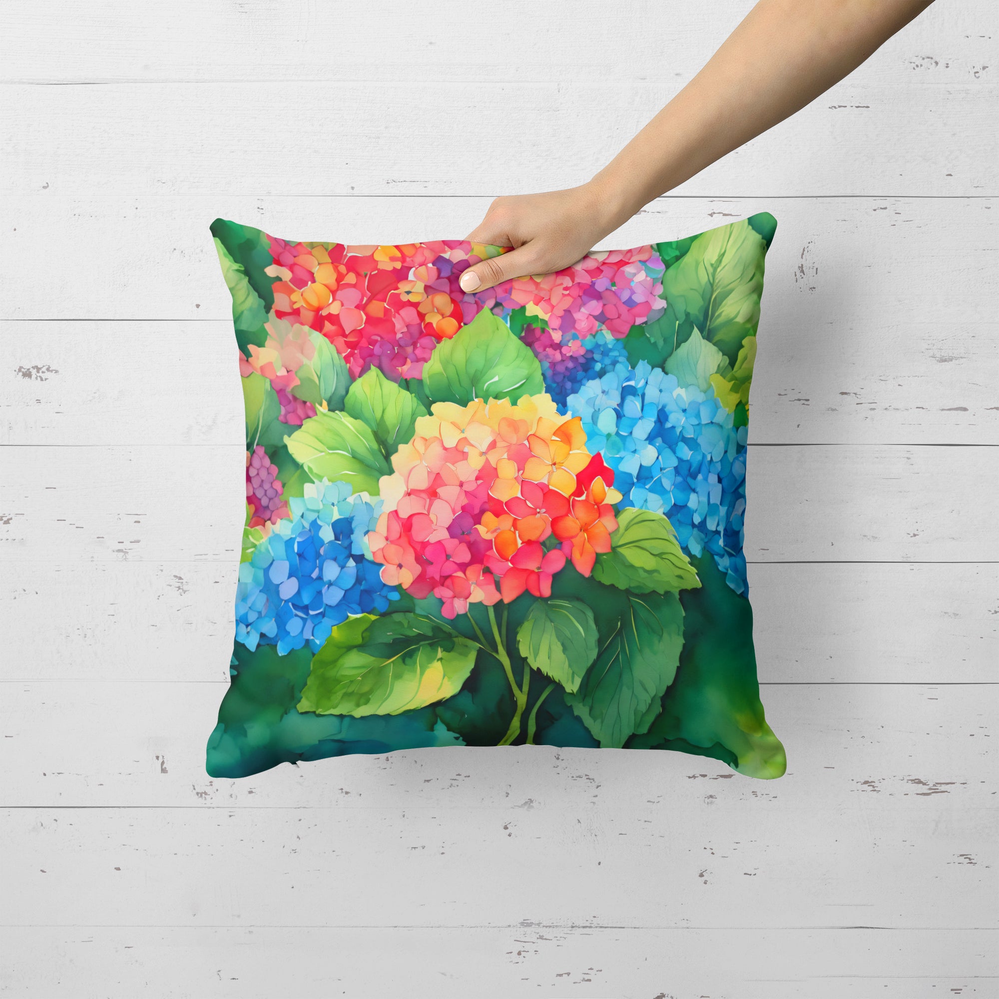 Buy this Hydrangeas in Watercolor Throw Pillow