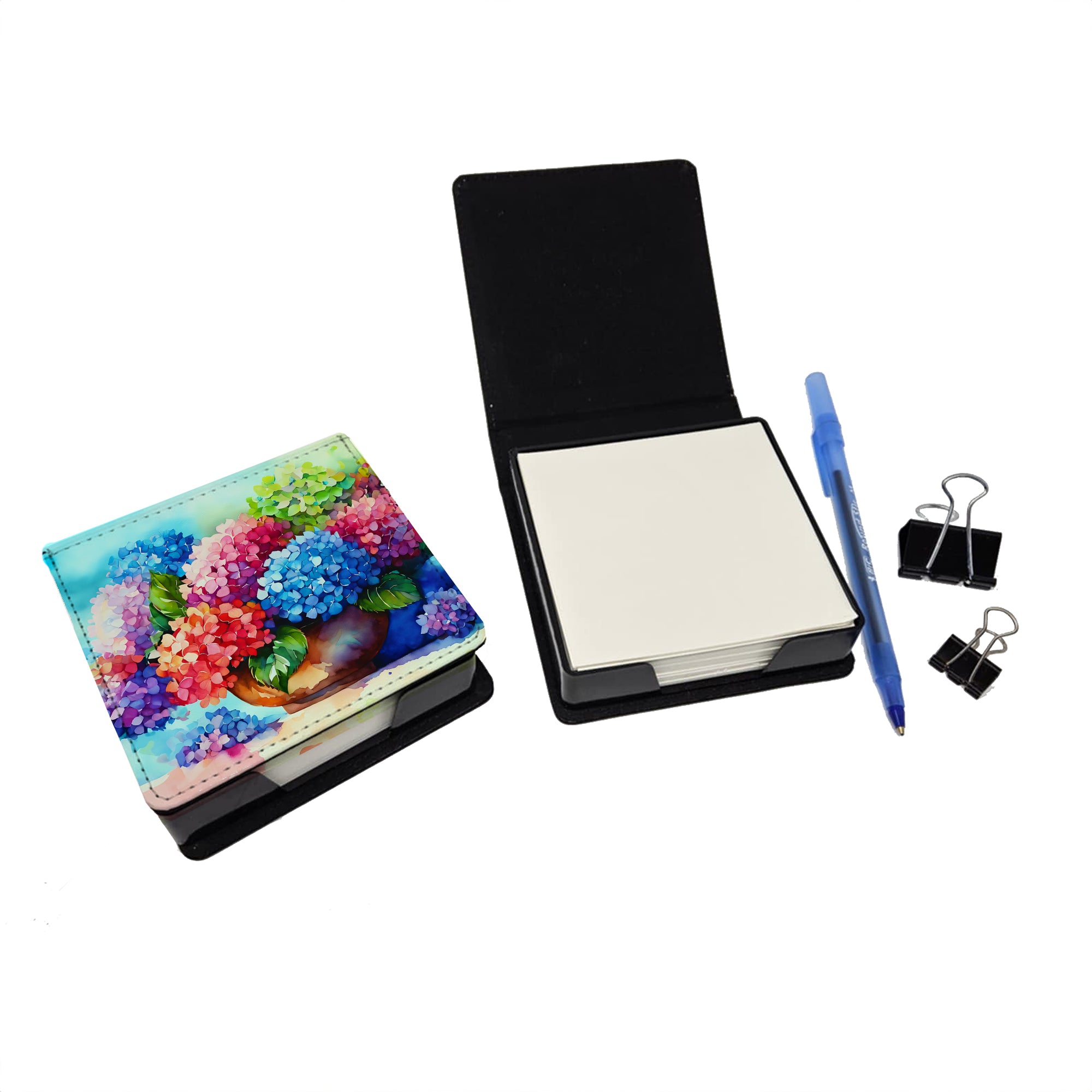 Buy this Hydrangeas in Watercolor PU Leather Note Paper Holder