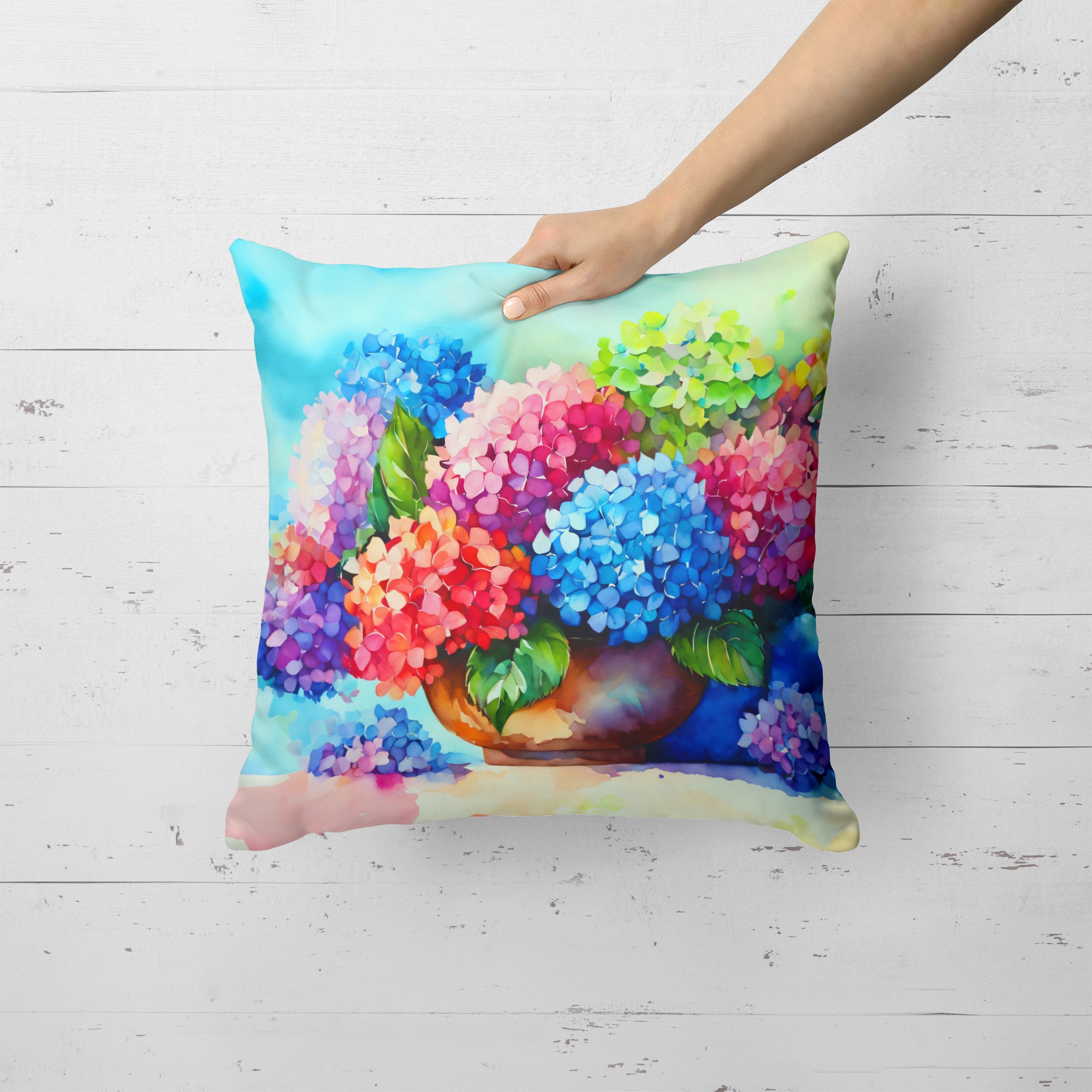 Buy this Hydrangeas in Watercolor Throw Pillow