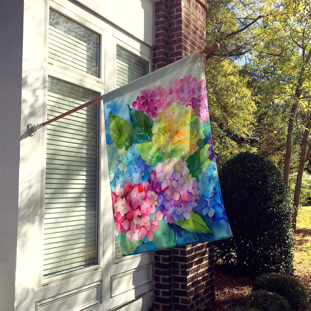 Hydrangeas in Watercolor House Flag