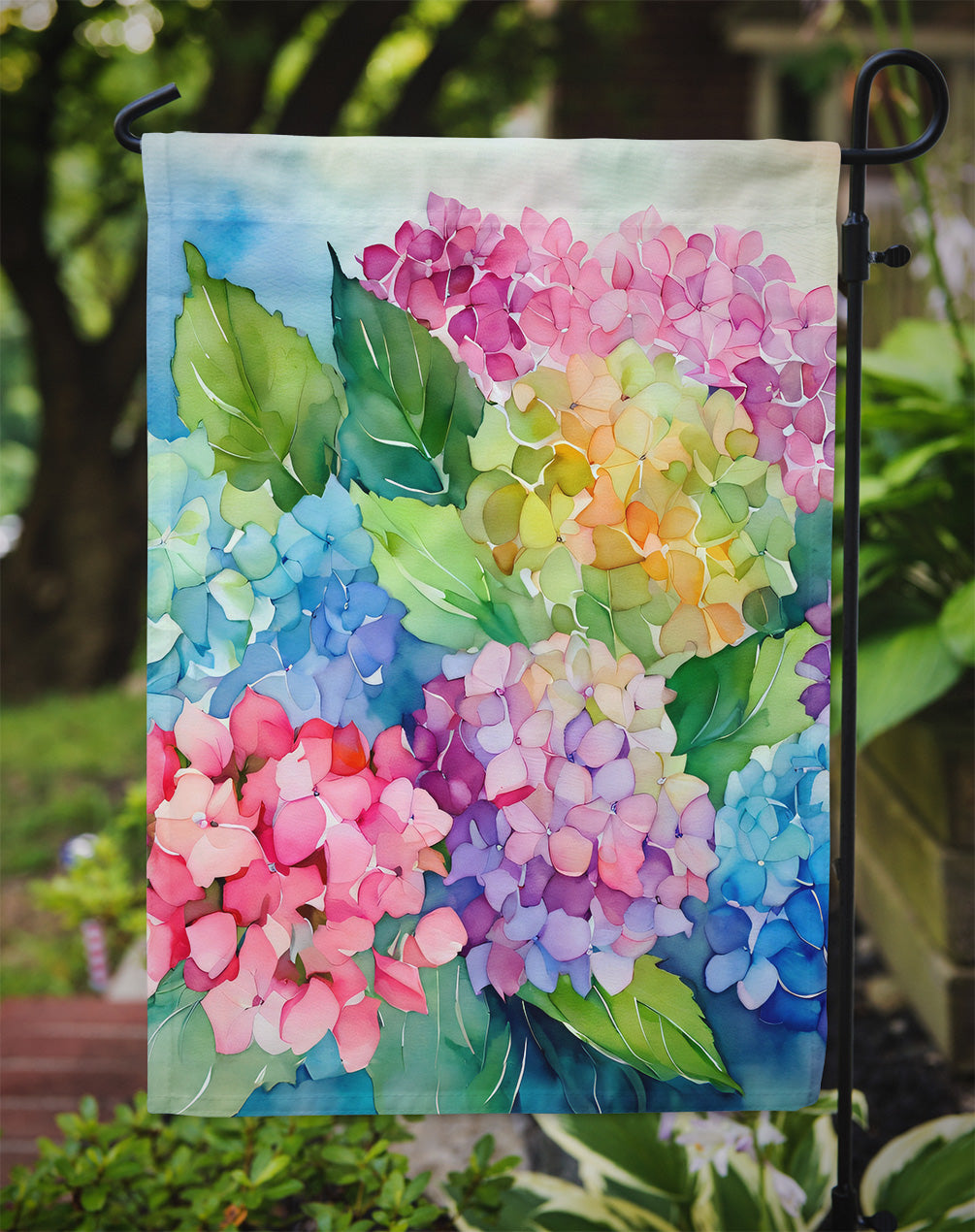 Hydrangeas in Watercolor Garden Flag