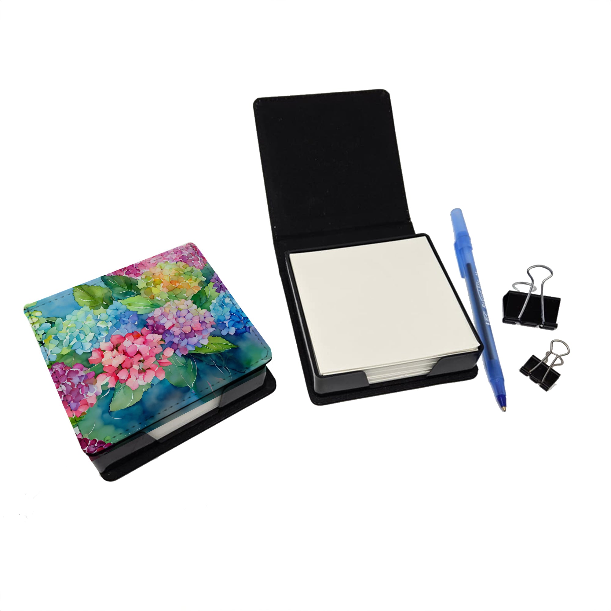 Buy this Hydrangeas in Watercolor PU Leather Note Paper Holder