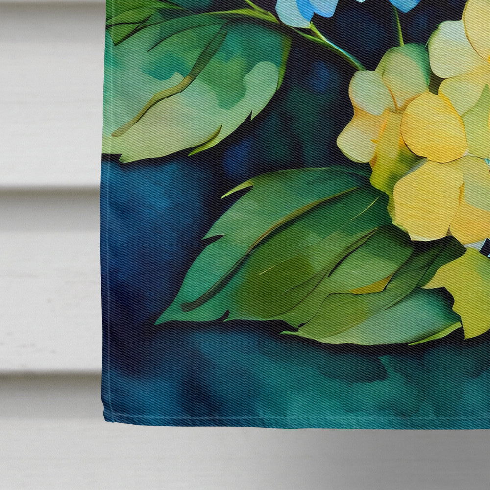 Hydrangeas in Watercolor House Flag