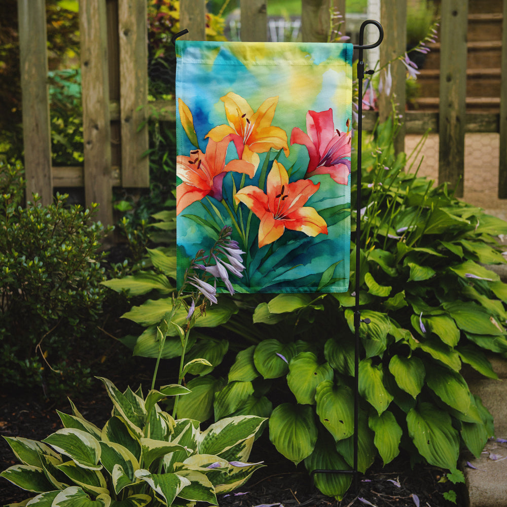 Lilies in Watercolor Garden Flag
