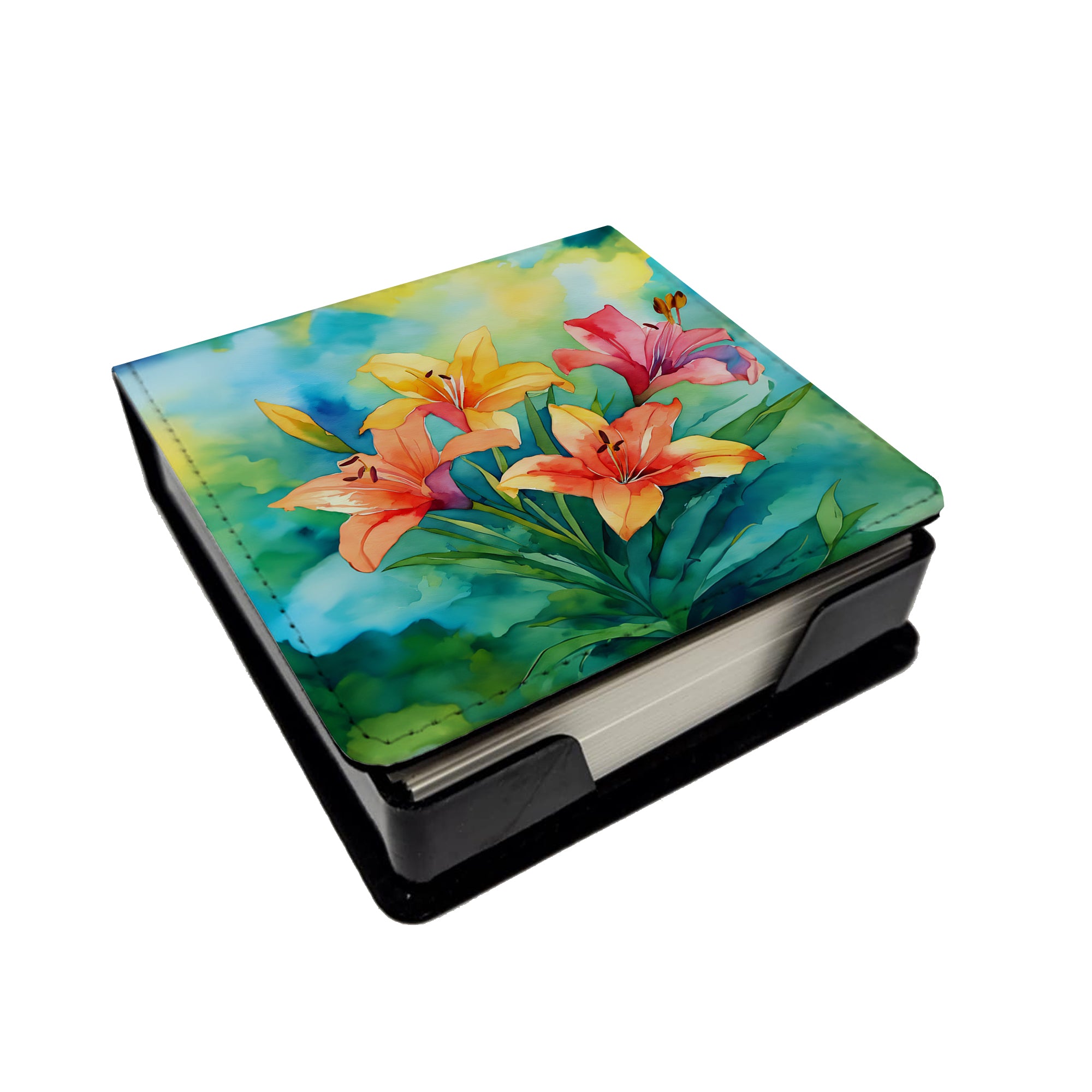 Buy this Lilies in Watercolor PU Leather Note Paper Holder