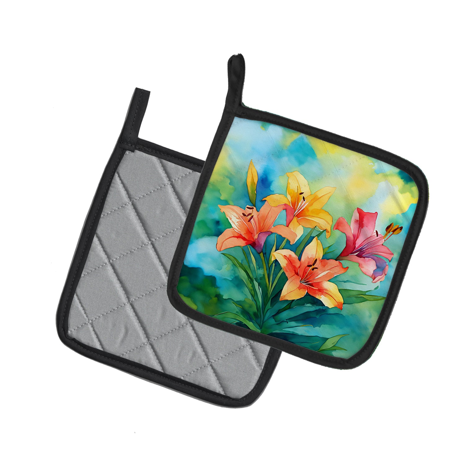 Buy this Lilies in Watercolor Pair of Pot Holders