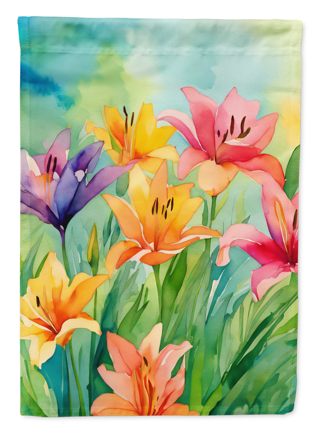 Buy this Lilies in Watercolor House Flag