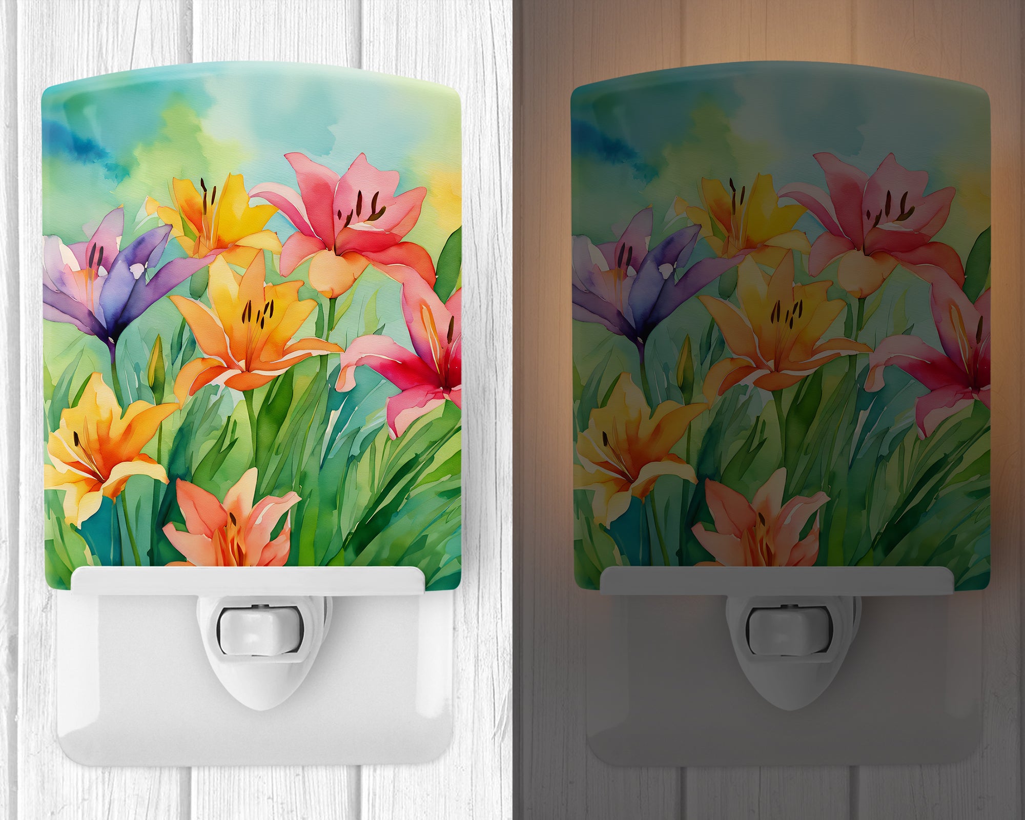 Buy this Lilies in Watercolor Ceramic Night Light