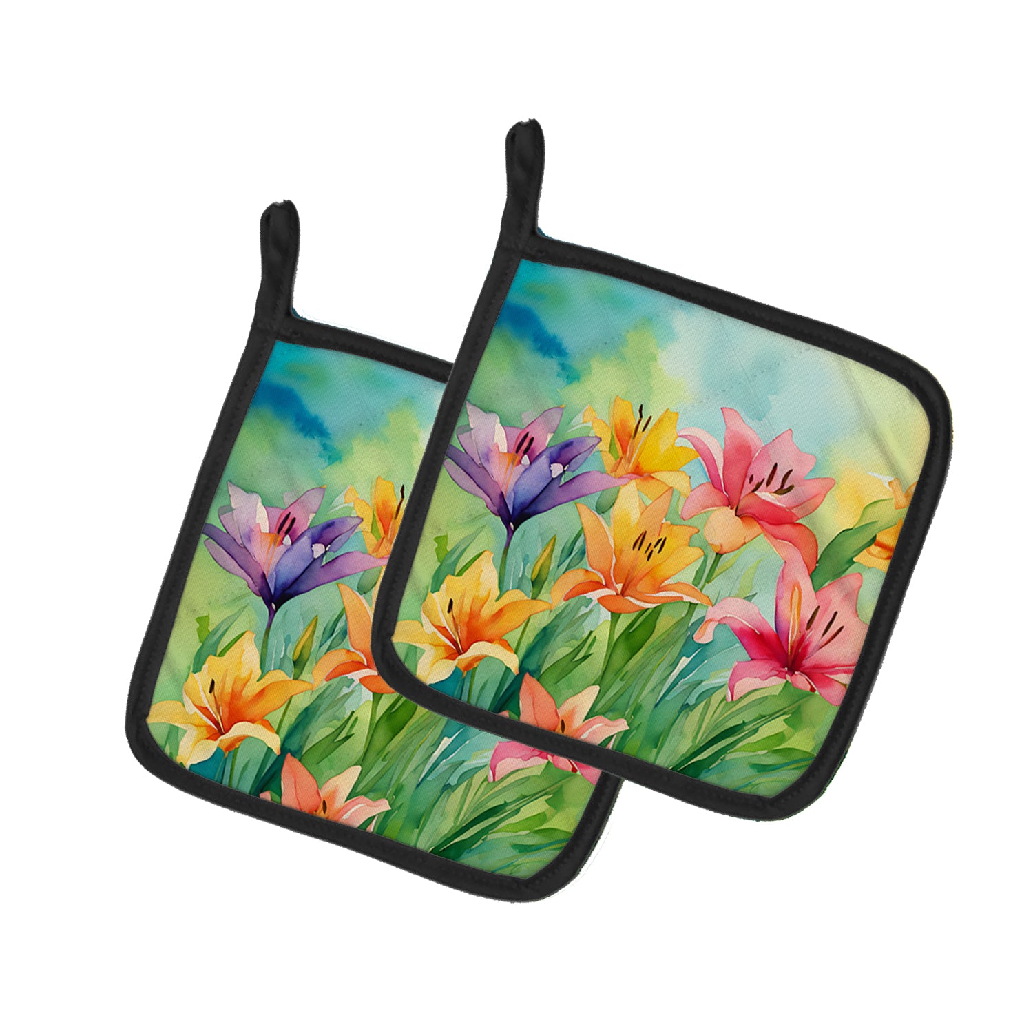 Buy this Lilies in Watercolor Pair of Pot Holders