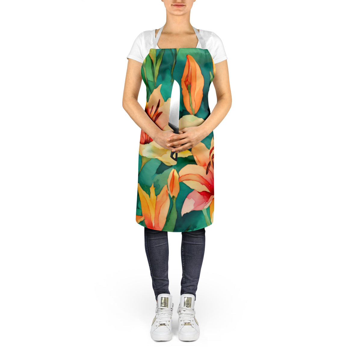 Lilies in Watercolor Apron