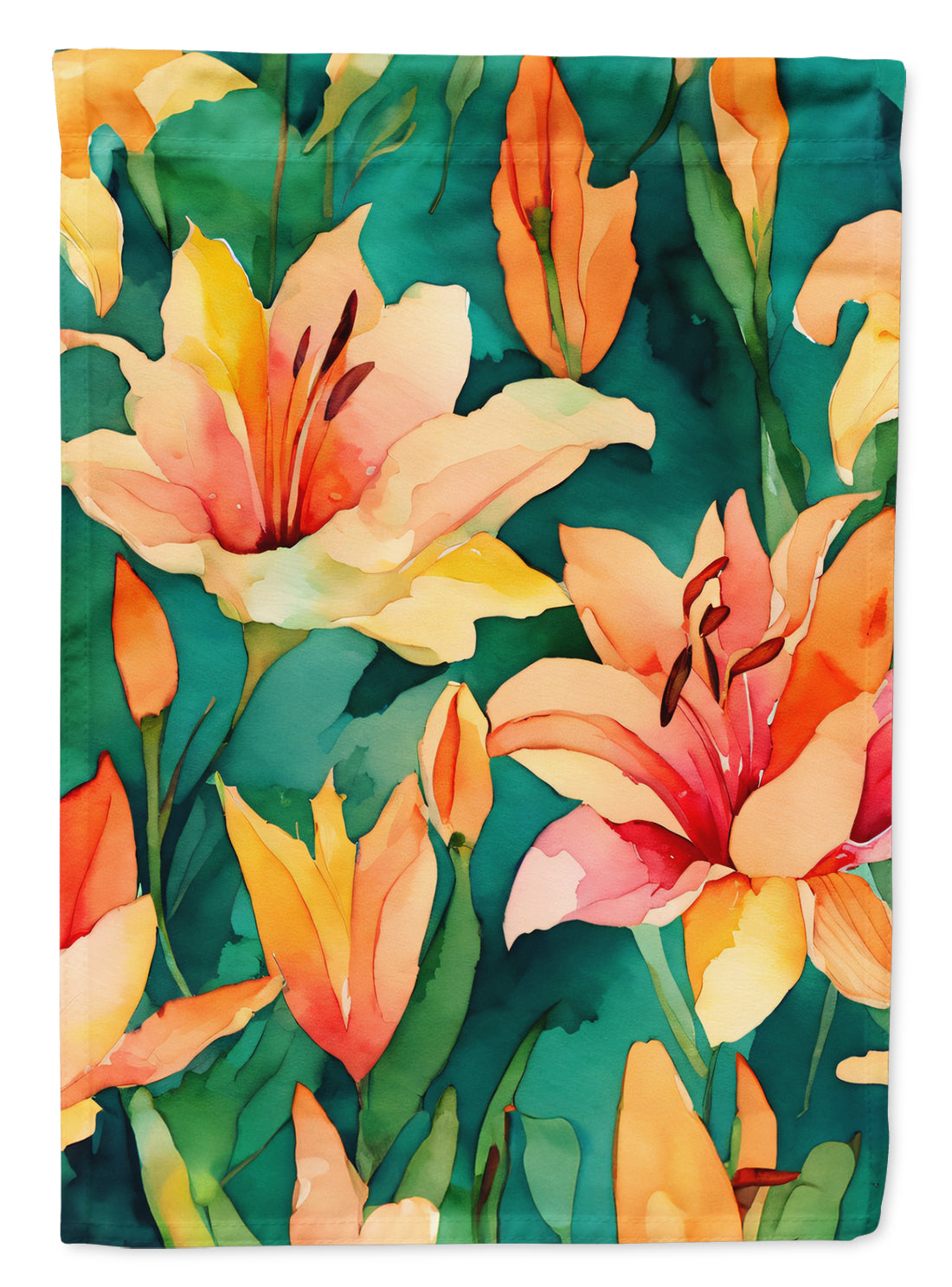 Buy this Lilies in Watercolor House Flag