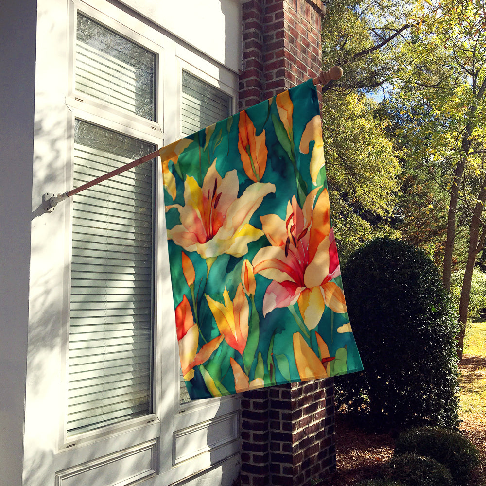 Buy this Lilies in Watercolor House Flag