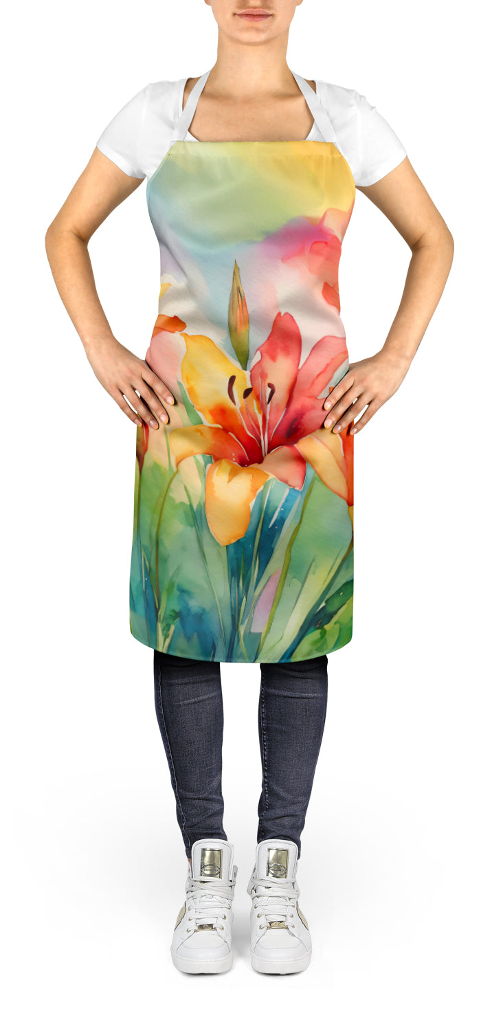 Lilies in Watercolor Apron