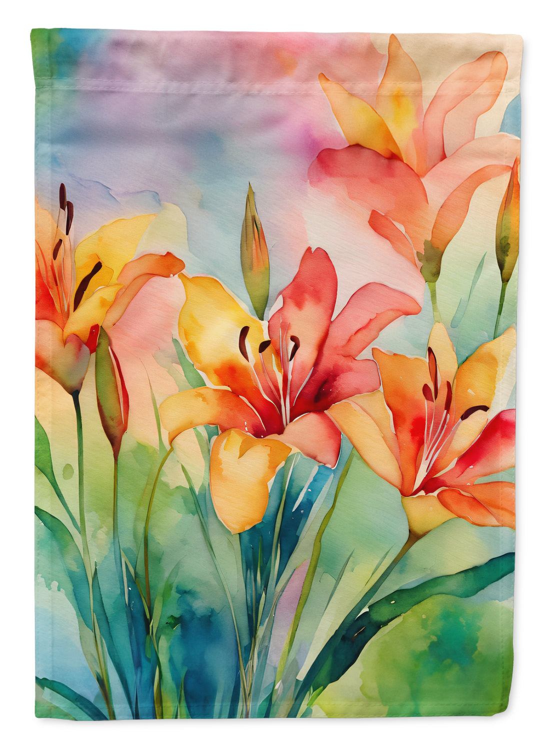 Buy this Lilies in Watercolor House Flag