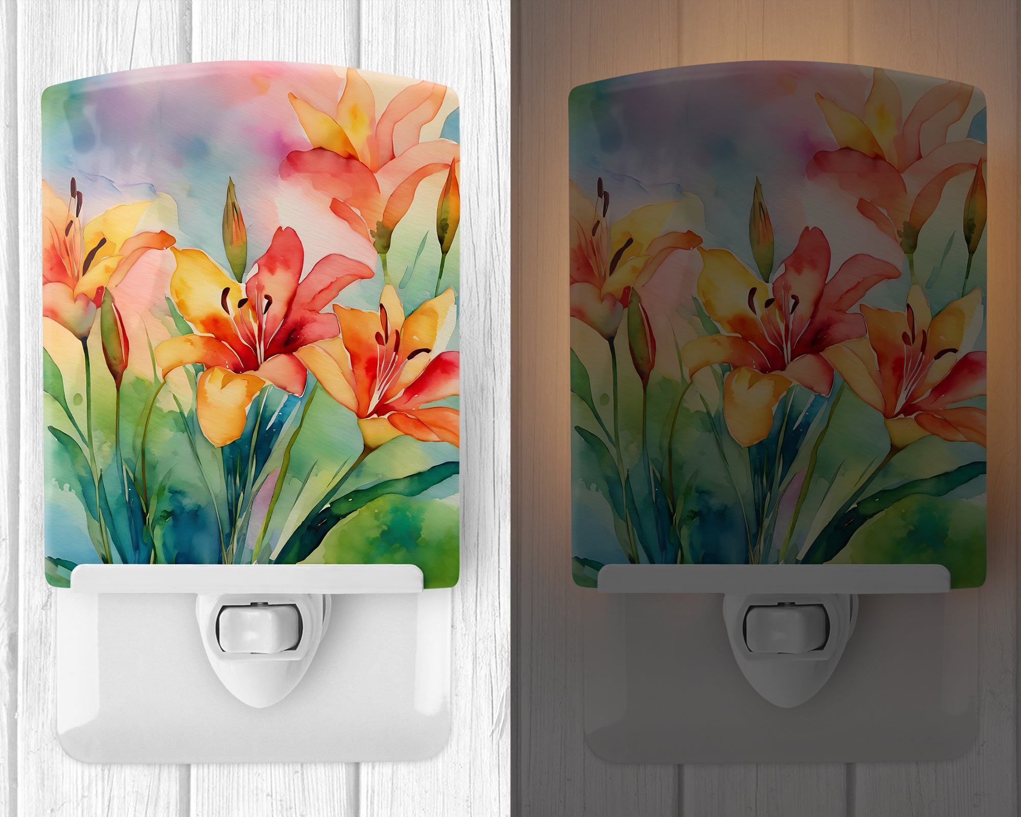 Buy this Lilies in Watercolor Ceramic Night Light