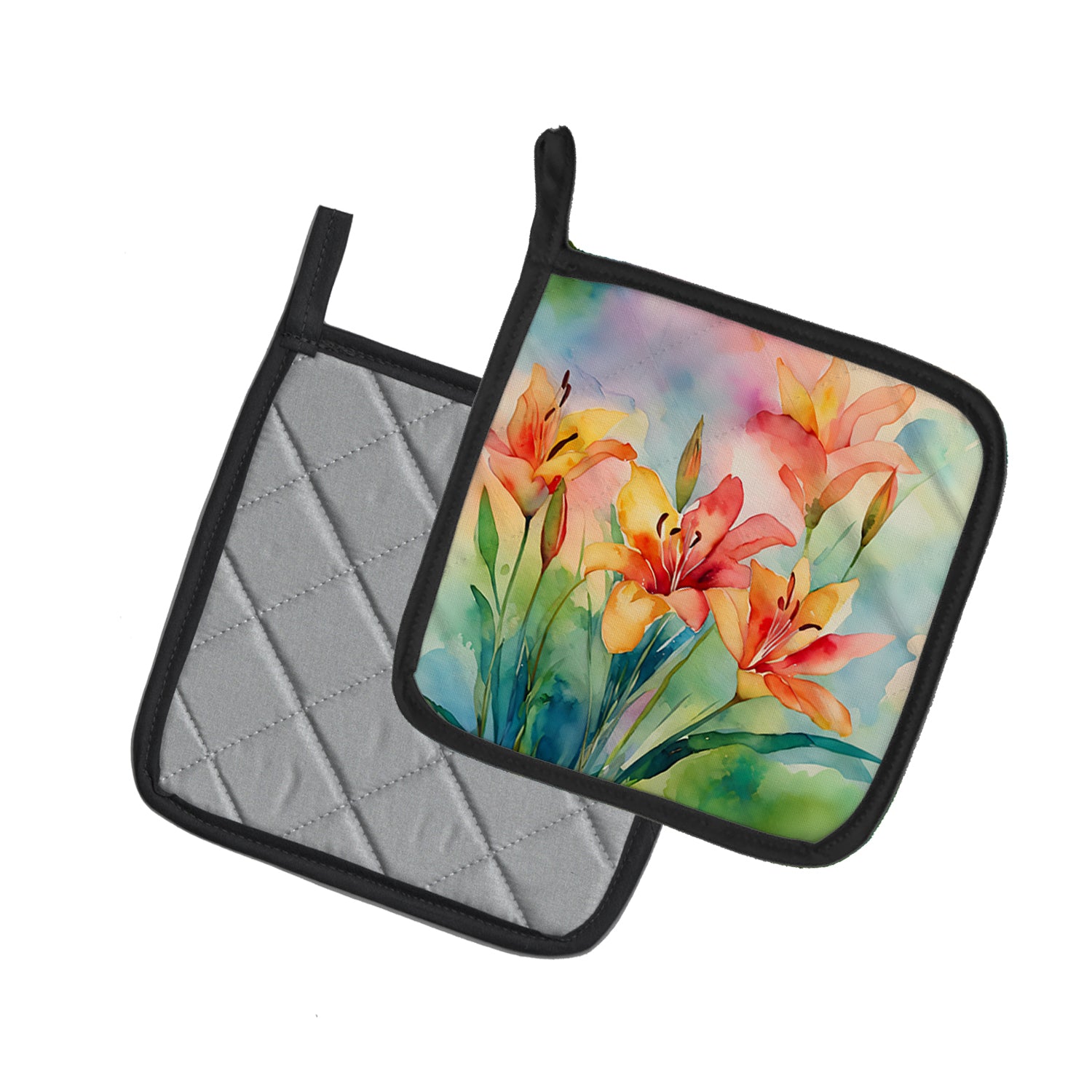 Buy this Lilies in Watercolor Pair of Pot Holders