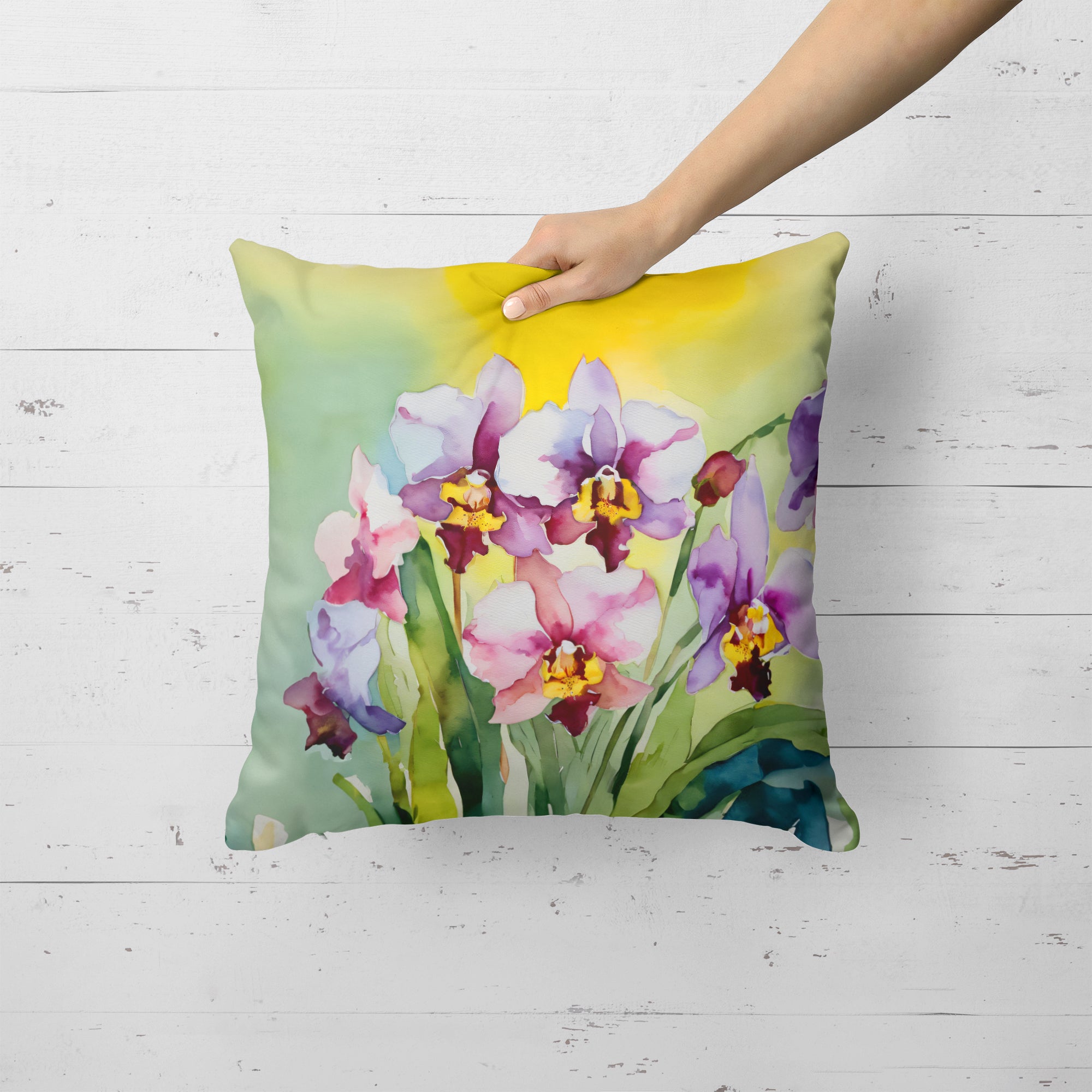 Buy this Orchids in Watercolor Throw Pillow