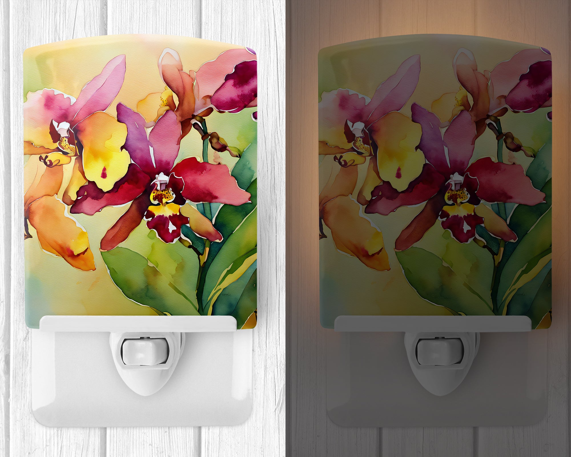 Buy this Orchids in Watercolor Ceramic Night Light