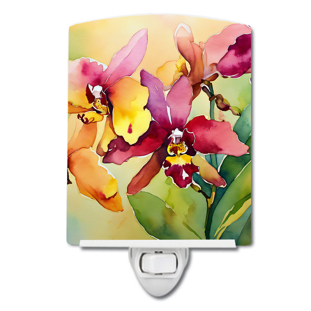 Buy this Orchids in Watercolor Ceramic Night Light